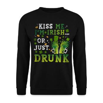 Kiss Me at Irish Or Just Drunk St Patrick's Day - Unisex Sweatshirt - black - Front - Alina (178cm) & Michal (187cm)