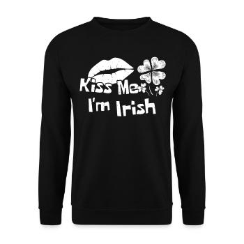 Kiss Me Im Irish Funny St Patricks Day - Unisex Pullover - Schwarz - Vorne - Alina (178cm) & Michal (187cm)