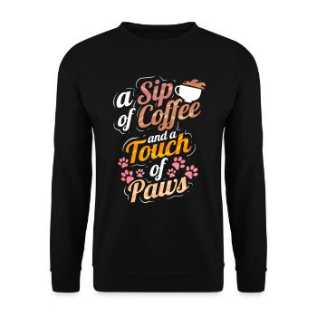 A Sip Of Coffee And A Touch Of Paws On Purrsday - Unisex Pullover - Schwarz - Vorne - Alina (178cm) & Michal (187cm)