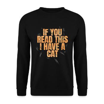 Logo If You Read This I Have A Cat On Purrsday - Unisex Pullover - Schwarz - Vorne - Alina (178cm) & Michal (187cm)