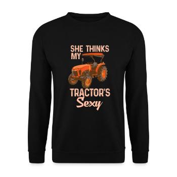 She Thinks My Tractors Sexy - Unisex Pullover - Schwarz - Vorne - Alina (178cm) & Michal (187cm)