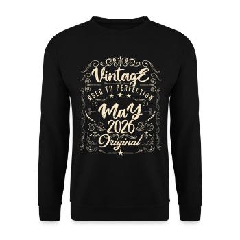 Vintage born in May 2026. Birthday May 2026. - Unisex Sweatshirt - black - Front - Alina (178cm) & Michal (187cm)