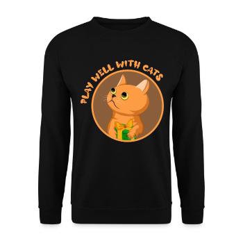 Gut mit anderen spielen Katzentier Katzenflüsterer - Unisex Pullover - Schwarz - Vorne - Alina (178cm) & Michal (187cm)