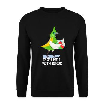 Gut mit anderen spielen Vogelliebhaber Ornithologi - Unisex Pullover - Schwarz - Vorne - Alina (178cm) & Michal (187cm)
