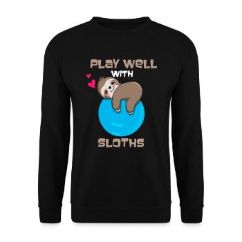 Jouez bien avec les autres plantes Sloth Whisperer - Sweat-shirt Unisexe - noir - Devant - Alina (178cm) & Michal (187cm)