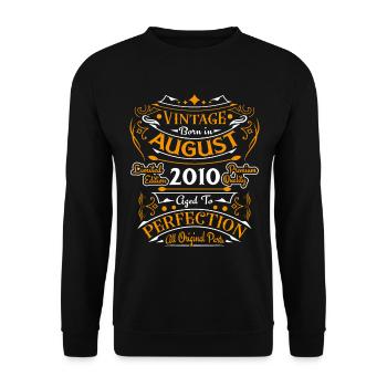 August 2010 Vintage Geburtstag Geschenkidee - Unisex Pullover - Schwarz - Vorne - Alina (178cm) & Michal (187cm)