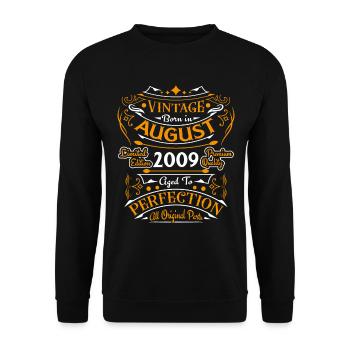 Vintage Août 2009 - Anniversaire en août Cadeau - Sweat-shirt Unisexe - noir - Devant - Alina (178cm) & Michal (187cm)