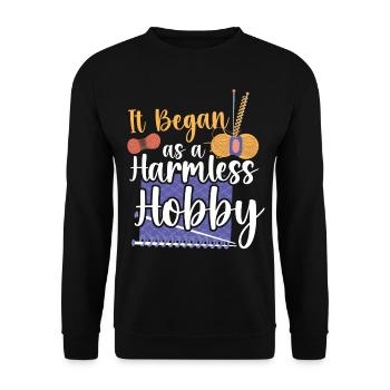 Knitting Knitter It Began As A - Unisex Sweatshirt - black - Front - Alina (178cm) & Michal (187cm)