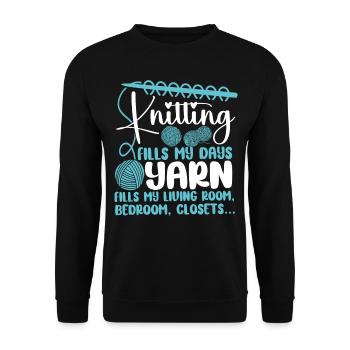 Knitting Knitter Knitting Fills My - Unisex Pullover - Schwarz - Vorne - Alina (178cm) & Michal (187cm)