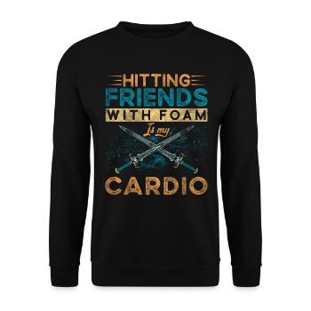 Hitting Friends With Foam Is My Cardio Rollenspiel - Unisex Pullover - Schwarz - Vorne - Alina (178cm) & Michal (187cm)