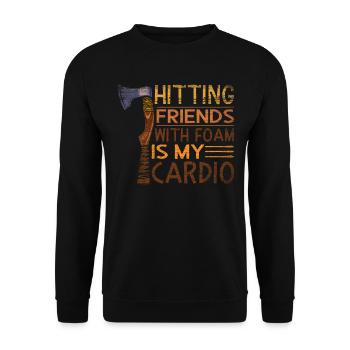 Hitting Friends With Foam Is My Cardio Rollenspiel - Unisex Pullover - Schwarz - Vorne - Alina (178cm) & Michal (187cm)