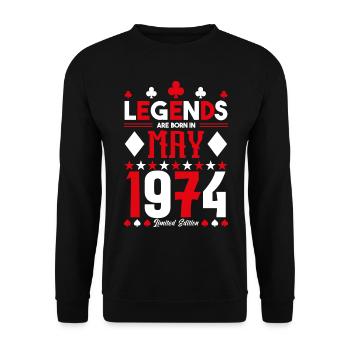 birthday gift May 1974. card games . May - Unisex Sweatshirt - black - Front - Alina (178cm) & Michal (187cm)