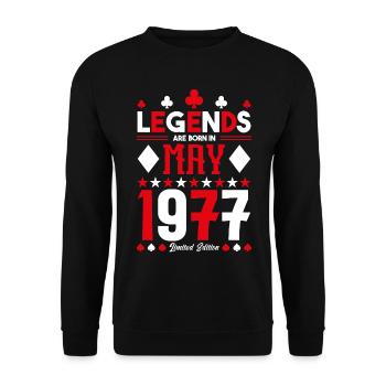 cadeau d'anniversaire Mai 1977. jeux de carte .May - Sweat-shirt Unisexe - noir - Devant - Alina (178cm) & Michal (187cm)