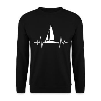 Segelboot Herzschlag - Unisex Pullover - Schwarz - Vorne - Alina (178cm) & Michal (187cm)