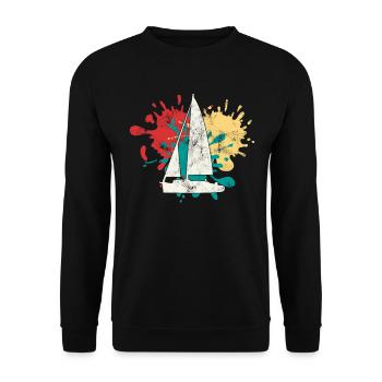 Sailing Boat Silhouette - Unisex Sweatshirt - black - Front - Alina (178cm) & Michal (187cm)
