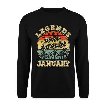 Januar Geburtstag Januar Geboren Legende Geschenk - Unisex Pullover - Schwarz - Vorne - Alina (178cm) & Michal (187cm)
