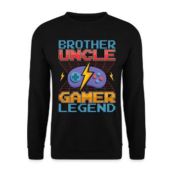 Brother Uncle Gamer Legend Video Gaming - Unisex Sweatshirt - black - Front - Alina (178cm) & Michal (187cm)