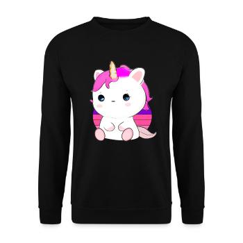 Mignon chat licorne - Sweat-shirt Unisexe - noir - Devant - Alina (178cm) & Michal (187cm)