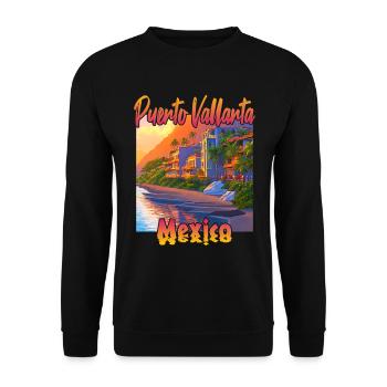 Puerto Vallarta au coucher du soleil - Sweat-shirt Unisexe - noir - Devant - Alina (178cm) & Michal (187cm)