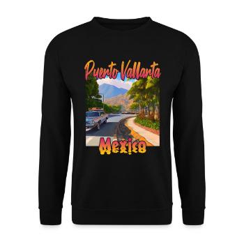 Puerto Vallarta au coucher du soleil - Sweat-shirt Unisexe - noir - Devant - Alina (178cm) & Michal (187cm)