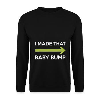 Ich habe diesen Babybauch Papa zum T-Shirt gemacht - Unisex Pullover - Schwarz - Vorne - Alina (178cm) & Michal (187cm)