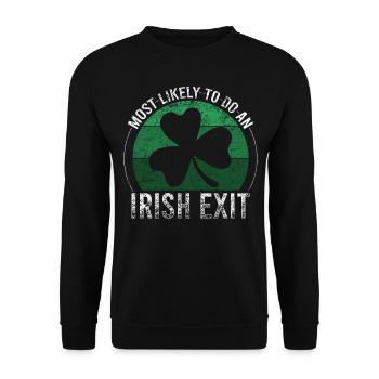 Irish Exit Saint Patrick's Day Retro Gift - Unisex Sweatshirt - black - Front - Alina (178cm) & Michal (187cm)