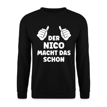 Nico Lustiger Spruch Vorname Name Nico - Unisex Pullover - Schwarz - Vorne - Alina (178cm) & Michal (187cm)