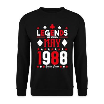 cadeau d'anniversaire Mai 1988. jeux de carte .May - Sweat-shirt Unisexe - noir - Devant - Alina (178cm) & Michal (187cm)
