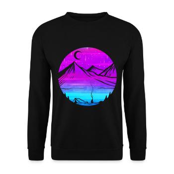 Mountain Silhouette In The Moonlight While Camping - Unisex Pullover - Schwarz - Vorne - Alina (178cm) & Michal (187cm)