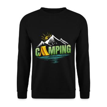 Lever de soleil dans les montagnes par un lac sur le camping - Sweat-shirt Unisexe - noir - Devant - Alina (178cm) & Michal (187cm)