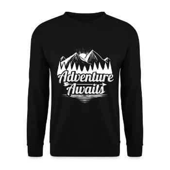 L’aventure du logo Sunrise In The Mountains vous attend - Sweat-shirt Unisexe - noir - Devant - Alina (178cm) & Michal (187cm)