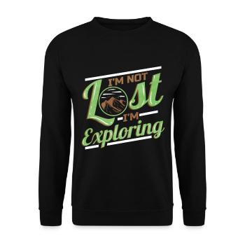 Logo I'm Not Lost I'm Exploring On Camping - Unisex Pullover - Schwarz - Vorne - Alina (178cm) & Michal (187cm)