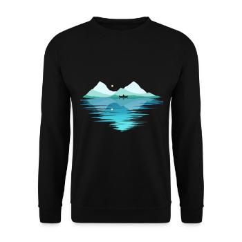 Canoë sur un lac dans les montagnes Au clair de lune sur - Sweat-shirt Unisexe - noir - Devant - Alina (178cm) & Michal (187cm)