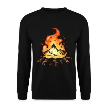 Camp Fire With Mountains On Camping - Unisex Sweatshirt - black - Front - Alina (178cm) & Michal (187cm)