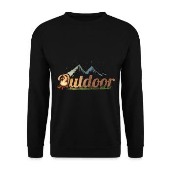 Logo Outdoor - Camp Fire In The Mountains While - Unisex Sweatshirt - black - Front - Alina (178cm) & Michal (187cm)