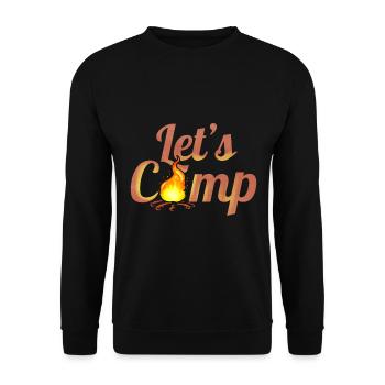 Logo Let's Camp On Camp Fire On Camping - Unisex Sweatshirt - black - Front - Alina (178cm) & Michal (187cm)