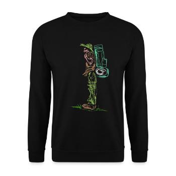 Line Design Lineart Backpacker On Camping - Sweat-shirt Unisexe - noir - Devant - Alina (178cm) & Michal (187cm)