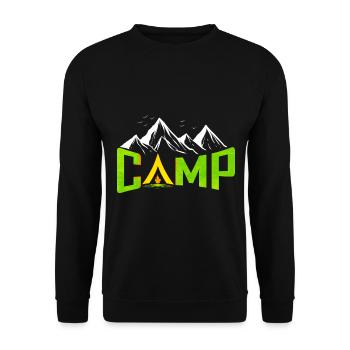 Logo Camp In Tent In The Mountains On Camping - Unisex Pullover - Schwarz - Vorne - Alina (178cm) & Michal (187cm)