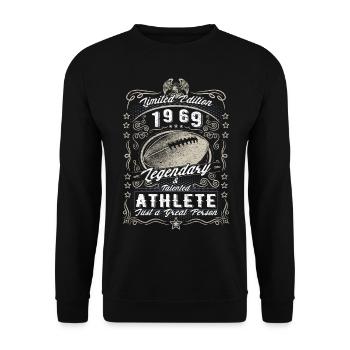 Vintage 1969 Football Birthday Gift Hobby - Unisex Sweatshirt - black - Front - Alina (178cm) & Michal (187cm)