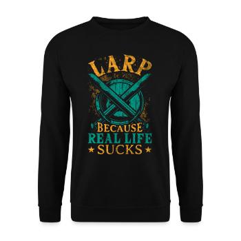 Larp Because Real Life Sucks RPG LARP - Unisex Sweatshirt - black - Front - Alina (178cm) & Michal (187cm)