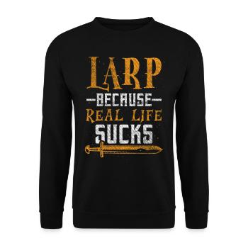 Larp Because Real Life Sucks RPG LARP - Unisex Sweatshirt - black - Front - Alina (178cm) & Michal (187cm)