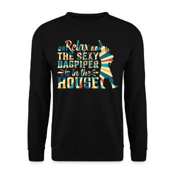 Relax The Sexy Bagpiper Is In The House - Unisex Sweatshirt - black - Front - Alina (178cm) & Michal (187cm)