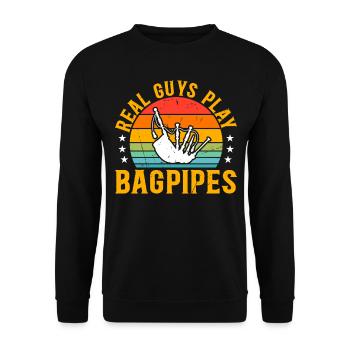 Real Guys Play Bagpipes - Bagpipe Musician Bagpipe - Unisex Sweatshirt - black - Front - Alina (178cm) & Michal (187cm)