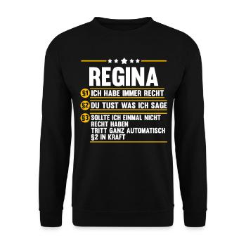 Vorname Regina - Unisex Pullover - Schwarz - Vorne - Alina (178cm) & Michal (187cm)