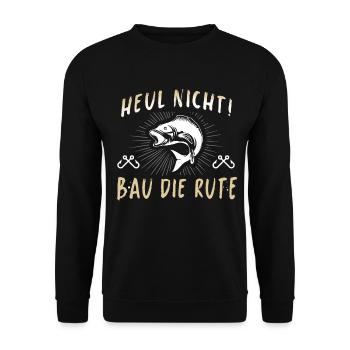Angeln Tshirt Mann Fischer Rute Fischfang Fishing - Unisex Pullover - Schwarz - Vorne - Alina (178cm) & Michal (187cm)