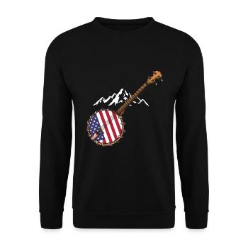Chemises Banjo Pour Hommes Bluegrass Appalachia Folk - Sweat-shirt Unisexe - noir - Devant - Alina (178cm) & Michal (187cm)