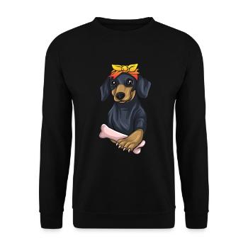 Teckel Cadeau Dixie Viennese Doxie Teckel - Sweat-shirt Unisexe - noir - Devant - Alina (178cm) & Michal (187cm)