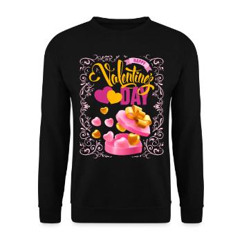 Valentine's Day Typography, Hearts, Happy-Valentines - Unisex Sweatshirt - black - Front - Alina (178cm) & Michal (187cm)