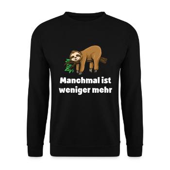 Faultier Tshirt Damen Herren Faul Müde Bürohumor - Unisex Pullover - Schwarz - Vorne - Alina (178cm) & Michal (187cm)
