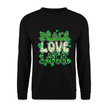 Saint Patrick Frieden Liebe Glück - Unisex Pullover - Schwarz - Vorne - Alina (178cm) & Michal (187cm)